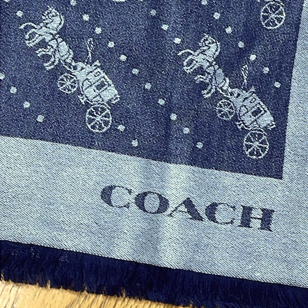 NWT COACH VARSITY SPORT HORSE & CARRIAGE DOT PRINT WRAP SCARF - Picture 4 of 8